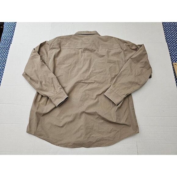 Cabelas Button Down Shirt Mens Sz XL Beige Long Sleeve Canvas Rough Neck - Picture 9 of 13